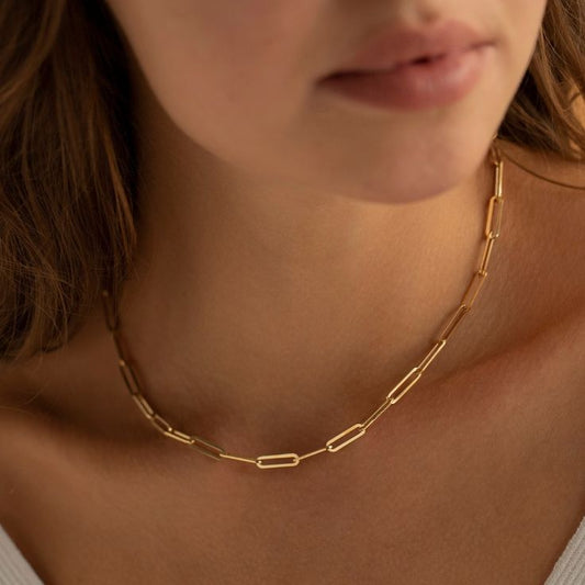Gold Plated Paperclip Necklace (4mm x 45cm chain)