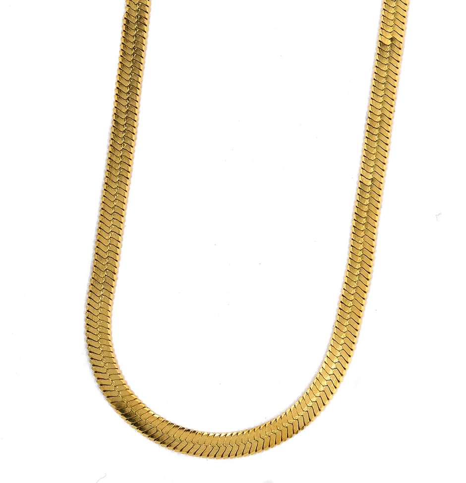 Gold Herringbone Necklace (3mm x 37cm + 6cm)