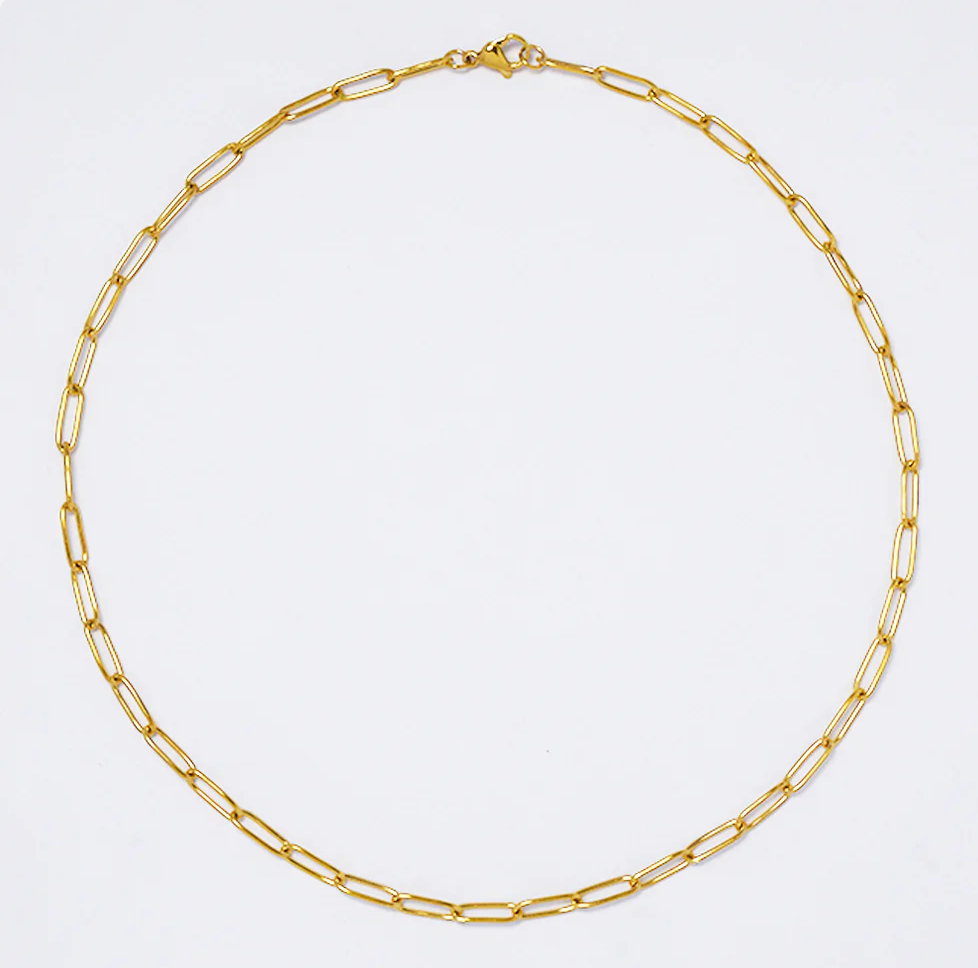 Gold Plated Paperclip Necklace (4mm x 45cm chain)