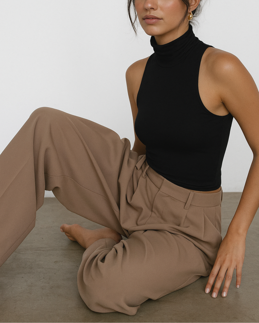 Essential Sleeveless Turtleneck (Black)